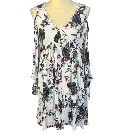 Umgee Dresses & Skirts - Umgee USA Floral Print Cold Shoulder Long Sleeve Dress - Size M Multicolor